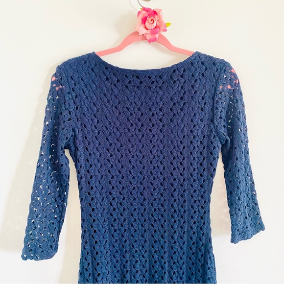 💕 Blue Knit Long Sleeves MIDI Dress SZ S - Picture 9 of 15